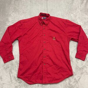 Vintage Chaps Ralph Lauren Men Button Down Crest Logo Shirt Long Sleeve Red L